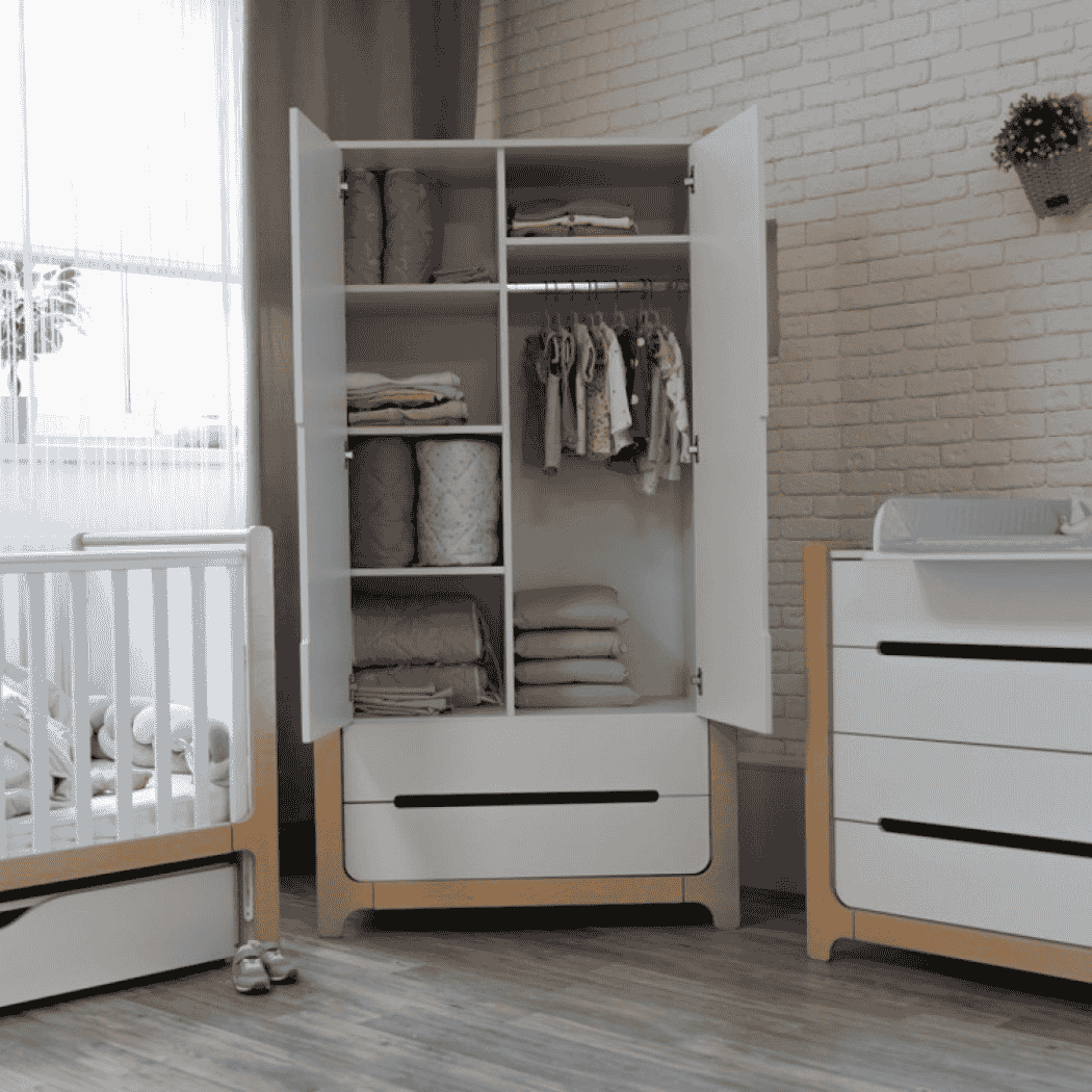 Dětska šatní skřín Markito 950 Gekko Kids, Bílá / Přírodní Buk